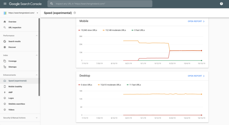 Google Search Console Speed Report