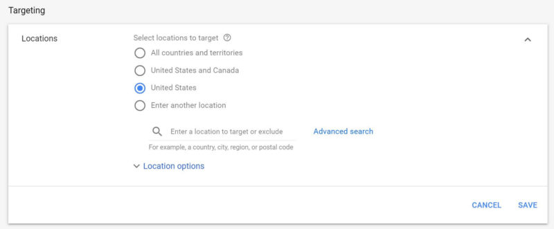 Google Smart Shopping Location Targeting