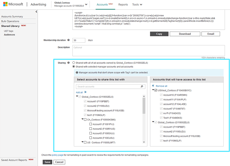 Microsoft Advertising Sharing Across Accounts