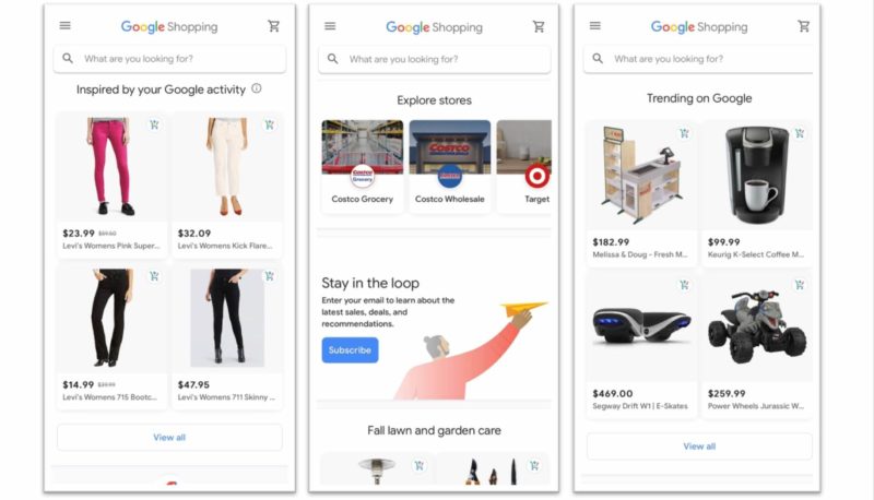 New Google Shopping Screenshots 1920