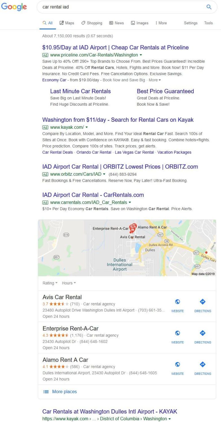 Google testing car rental comparison ad unit in search results