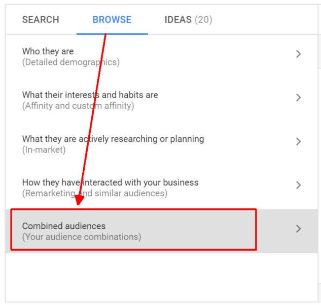 Google Ads Combined Audiences Start