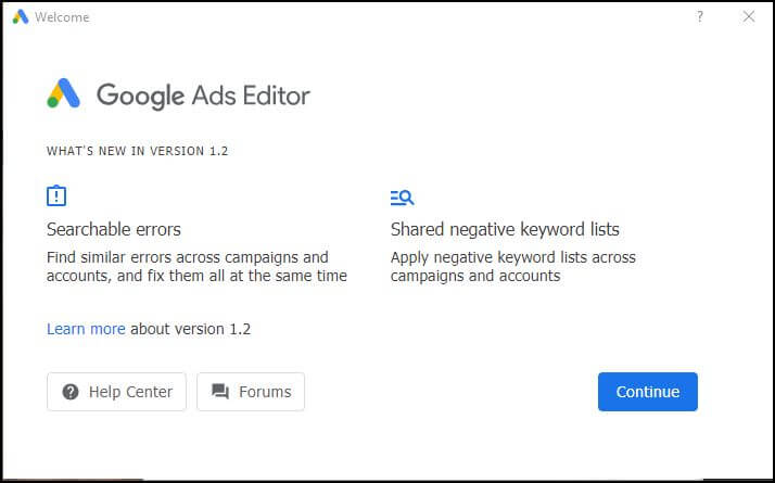 Google Ads Editor New