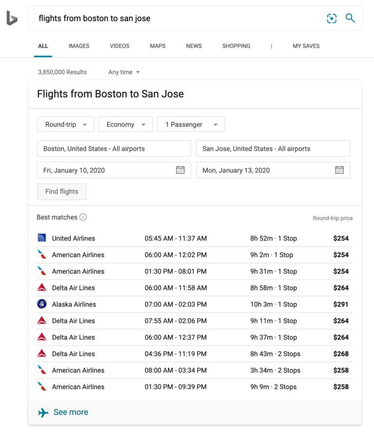 bing travel flights