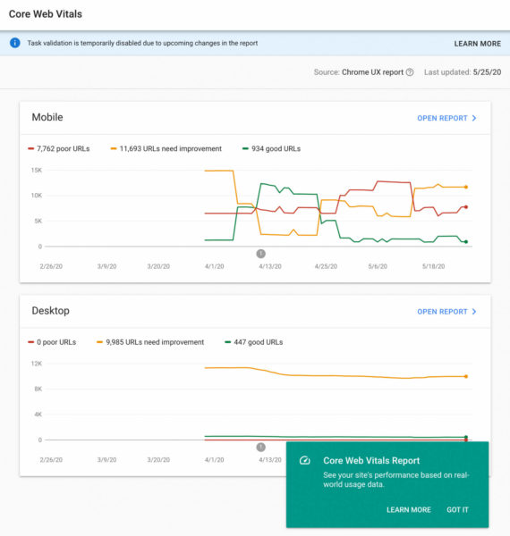 Google Search Console Core Web Vitals 1590577793