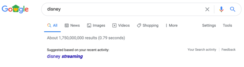 Google Search Suggestion Disney Streaming 1