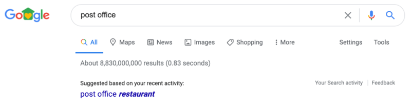 Google Search Suggestion Post Office Restaurant 1