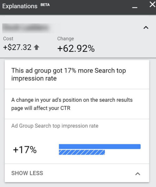 Google Ads Explanations Ad Group