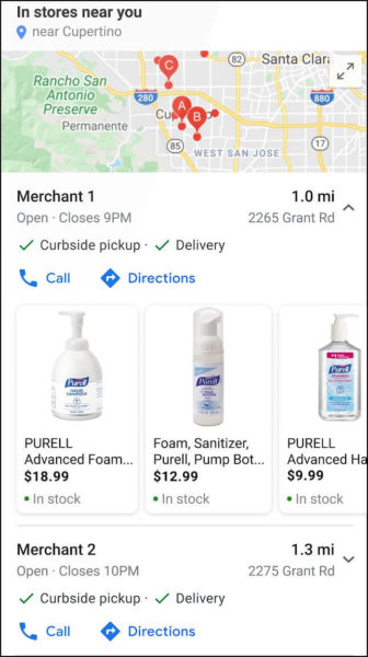 Local Inventory Information Google Shopping Tab