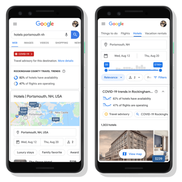 Google Flights Covid Details