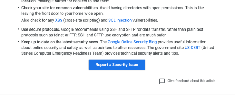 Report Google Security Issue