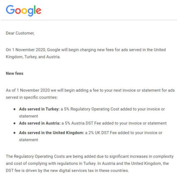 Google Ads Uk Turkey Austria Fees Notice 603x600