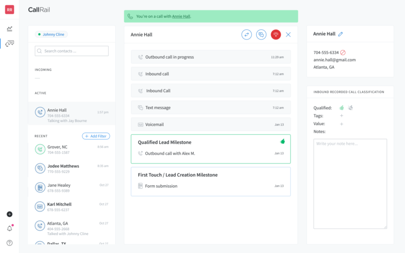 Lead Center Interaction History