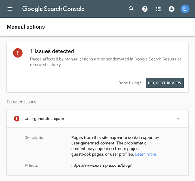 Google Search Console Manual Actions New 1536149576