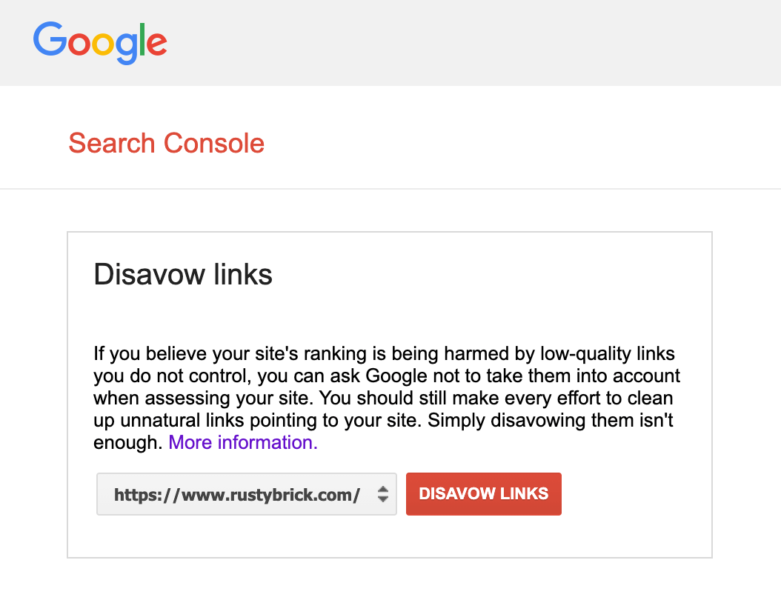 Old Google Disavow Link Tool