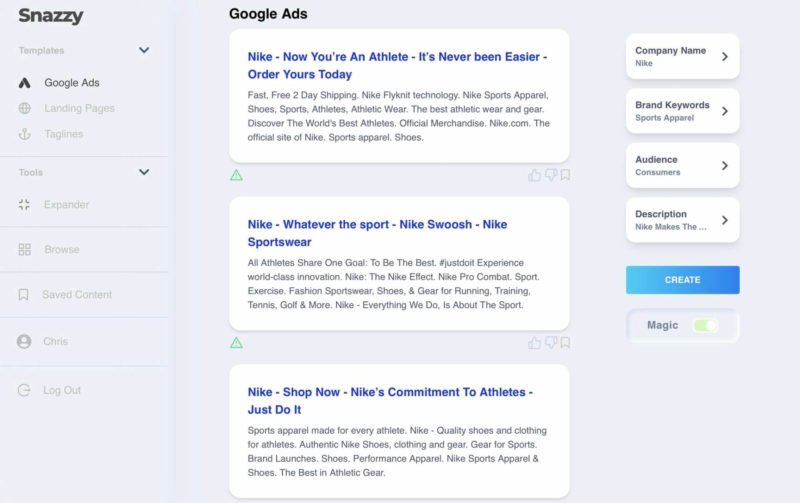 Snazzy Google Ads Nike Magic