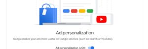 Gogole Ads Settings ad personalization controls