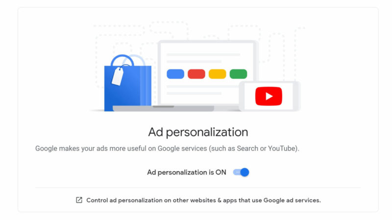 Gogole Ads Settings ad personalization controls