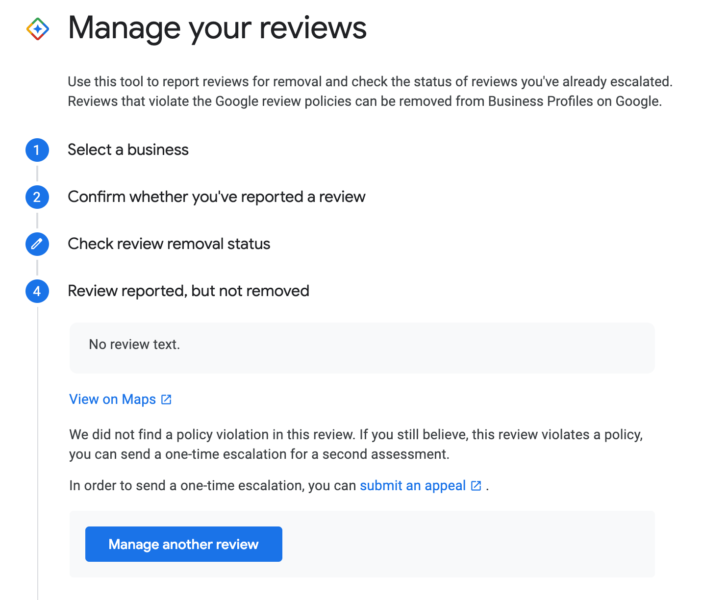 Google My Business Manage Reviews Report Status2