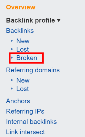 Ahrefs Broken Backlinks