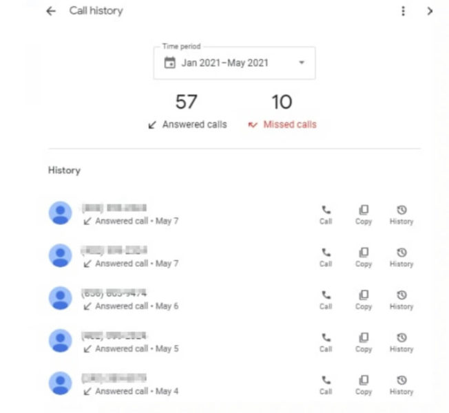 Google My Business Call History 652x600