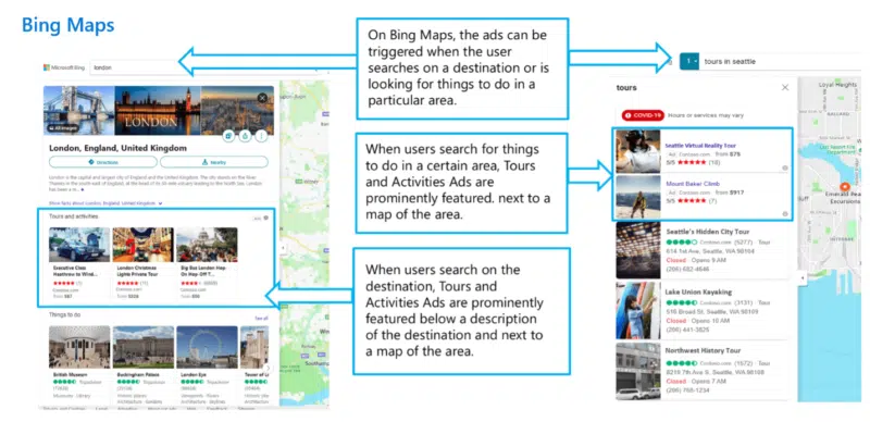 Tours and activities ads in Bing Maps