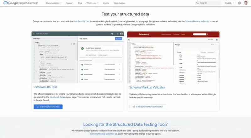 Google Structured Data Tool Page