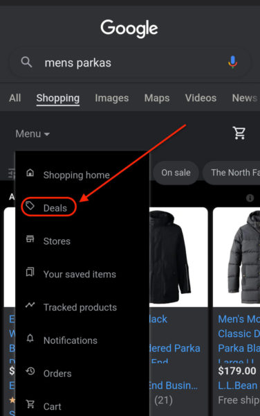 Google Deals Shopping Menu 376x600