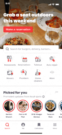 GIF Of Yelp IOS Home Feed Experience Smaller File