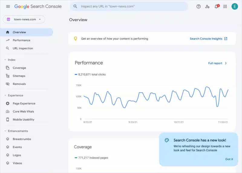 New Google Search Console Design