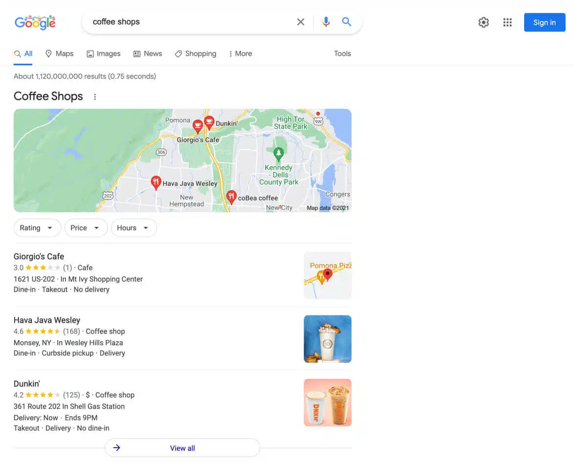 Google Local Pack Map Interface Old