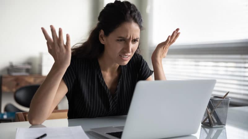 Frustrated Woman Searching Google