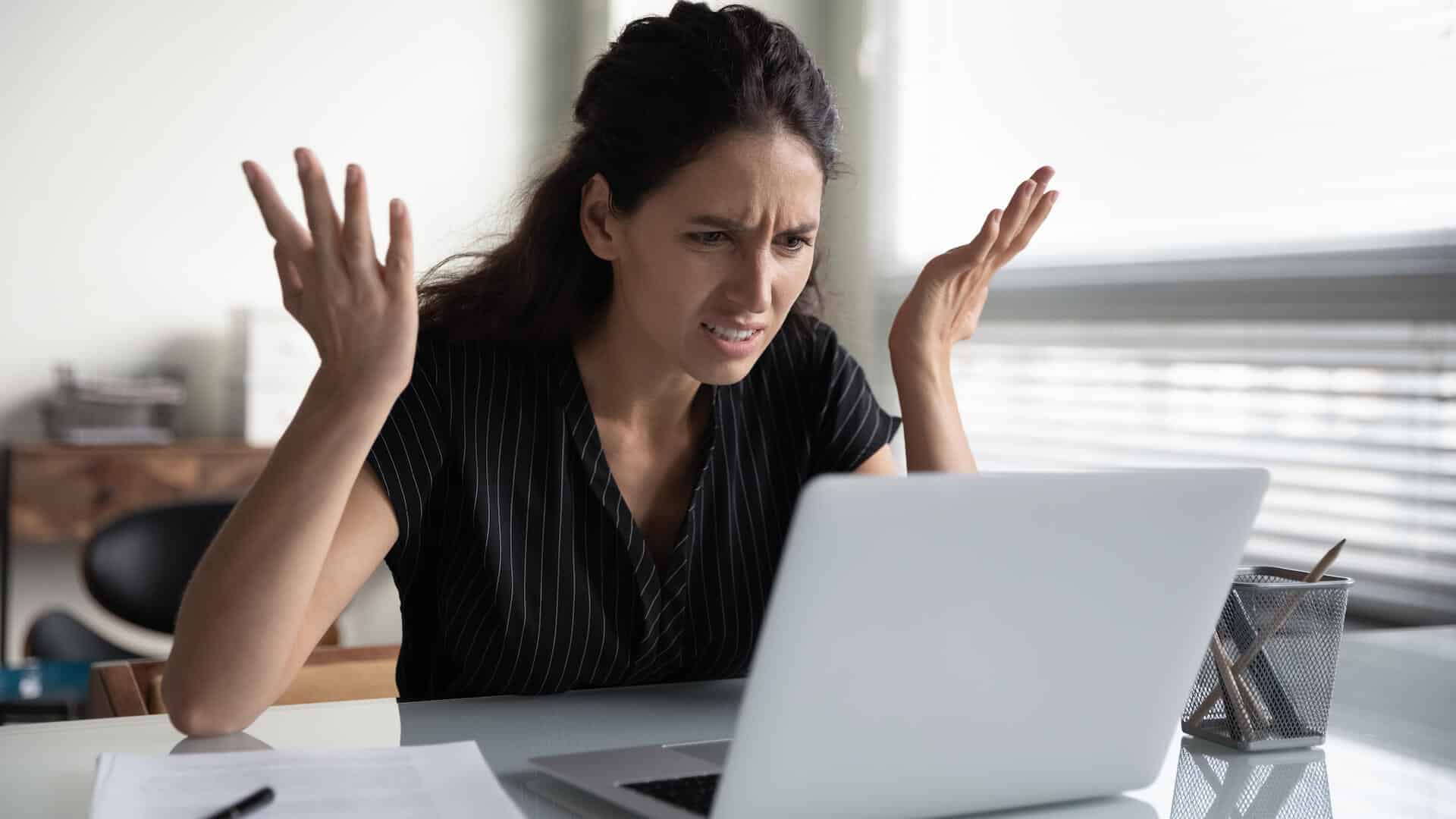 frustrated woman searching google