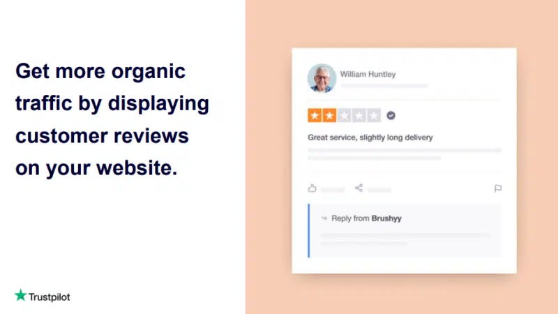 example of customer review display via site widget