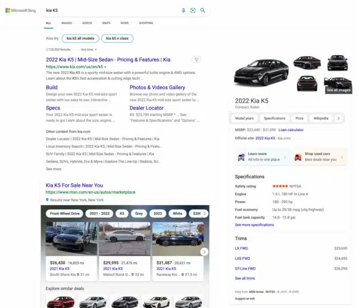 Bing Auto 