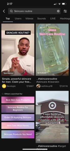 tiktok search ads skincare routine