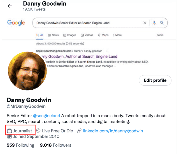 danny goodwin journalist twitter profile