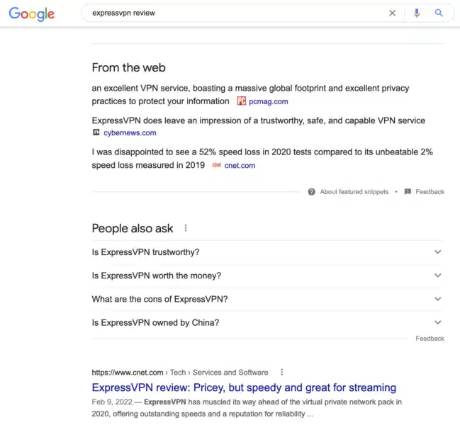 Google Serp Expressvpn Review From The Web