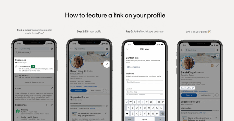 linkedin how to feature a link on your profile