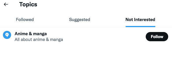 twitter topics not interested anime
