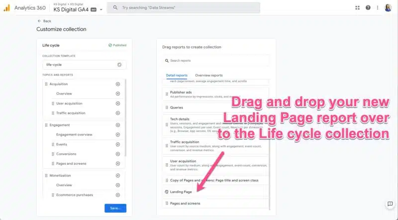 GA4 Landing Page Life Cycle Collection