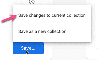 save changes to current collection