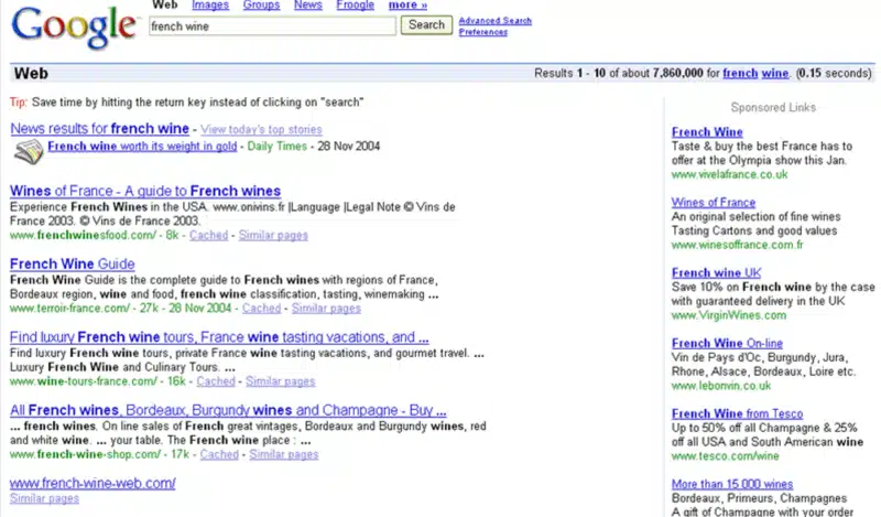 Google Search French Wine