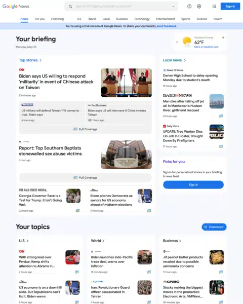 New Google News Trial