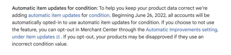 automatic item updates for condition