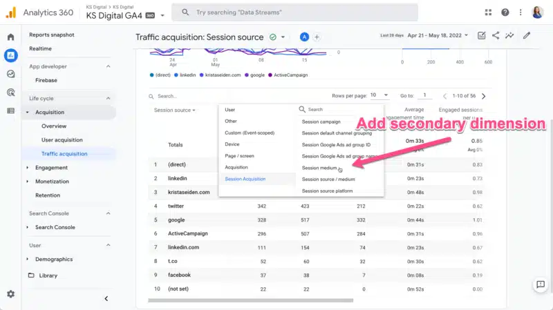 Ga4 Traffic Acquisition Add Secondary Dimension