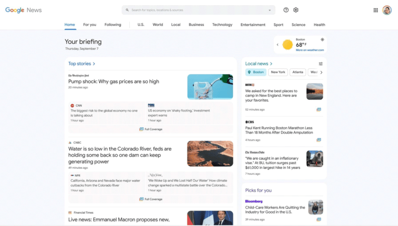 google news redesign local box