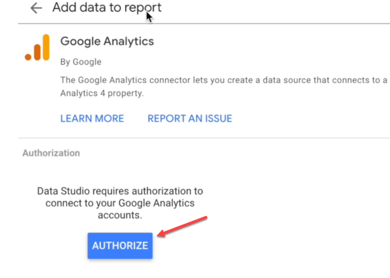 data studio authorize connector