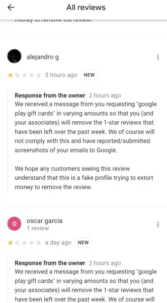 Fake Restaurant Reviews Extortion 332x600