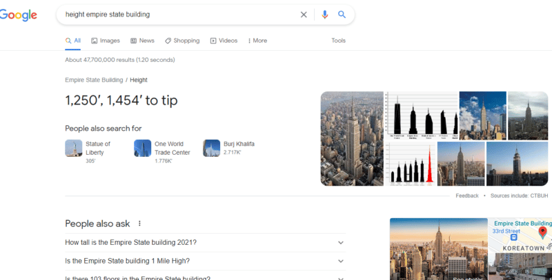 google height empire state building